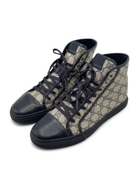 GUCCI GG Supreme Leather Trim Embellishment Sneakers *as is replaced lace